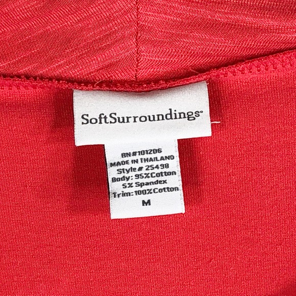 Soft Surroundings Medium Tunic Top‎ Orange Pink Cowl Neck Solid Stretch 594 - Picture 7 of 8